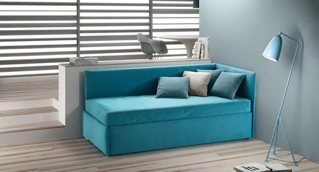 lit gigogne bleu turquoise